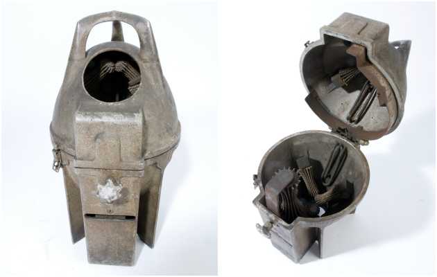 One of Brown's failed innovations, the ball heater, which would bake the football to the point that it'd be as hard as a brick.